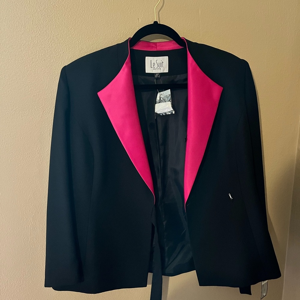 Vintage Le Suite Womens Blazer Black with Pink Detail New with Tags size 12